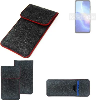 Produktbild von K-S-Trade Handy Schutz Hülle kompatibel mit Blackview A90 Schutzhülle Handyhülle Filztasche Pouch Tasche Case Sleeve Filzhülle dunkelgrau roter