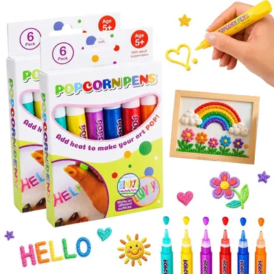 12 magische Popcornpennen, 3D Puffy Paint Stifte, DIY Kreativset