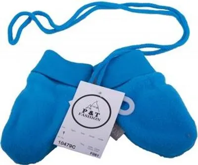 Produktbild von P&T Baby Fäustlinge mit Kordel - Mikrofleece - Meerblau - 0-1 Jahr