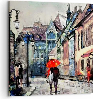 Produktbild von Bild auf Leinwand - Leinwandbild - Stadt Straße Haus - 60x60cm - Wand Bild - Wanddeko - Wandbilder - Leinwanddruck - Bilder - Kunstdruck - Wanddekoration - Leinwand bilder - Wandkunst - AC60x60-3940