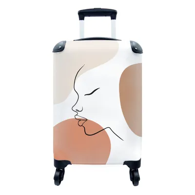 Produktbild von MuchoWow® Koffer Handgepäck Trolley Rollkoffer Kleine Reisekoffer mit 4 Rollen - Pastell - Frau - Gesicht - Cabin Size < 55x40x23 cm & 55x40x20 cm - Fotokoffer - Kabinenkoffer - Boardgepäck - Reise-Box - Reisekoffer - Reisegepäck - Koffer mit Bild - Trolley für Kinder