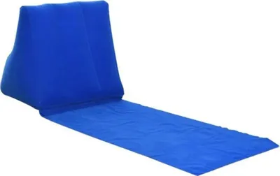 Produktbild von 2er Pack Aufblasbarer Loungesessel mit Pumpe aus reißfestem Material, Strandliege für Camping mit dreieckigem Stützbein, blau - LEHATIKO 1+1 GRATIS