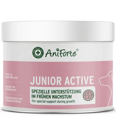 Produktbild von AniForte Junior Active für Welpen & Junghunde 250g - Für Knochen, Sehnen, Bänder, Zahn Entwicklung von Welpen, Puppy Ergänzung mit Kalzium & Vitaminen