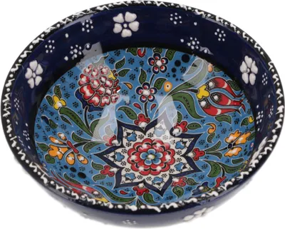Produktbild von 1 Stk. Orientalische Keramikschüssel, Schale, Müslischale, Handbemalt - Ø 12 cm / Model 25, Blau, Schalen, Schüsseln