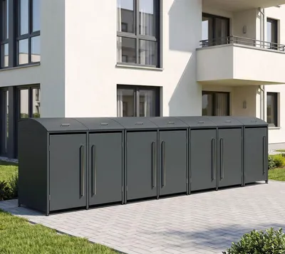 Zdjęcie produktu dla Westmann metalowy kosz na śmieci Moderna 7 7x240 L antracyt 83x489x135 cm