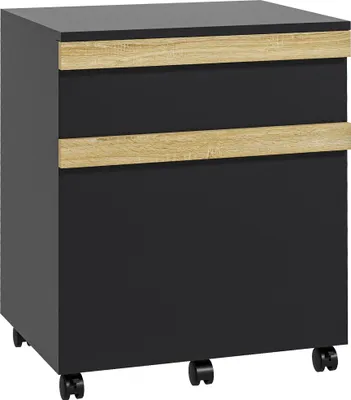 Produktbild von Bš¹ro-Aktenschrank auf Rollen mit 2 Schubladen, 48 x 40 x 59,5 cm, schwarz