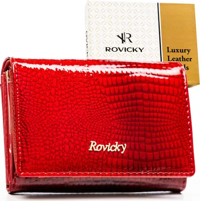 Obrázek produktu pro Rovicky dámská peněženka červená přírodní lakovaná kůže RFID 12,5x9,5 cm
