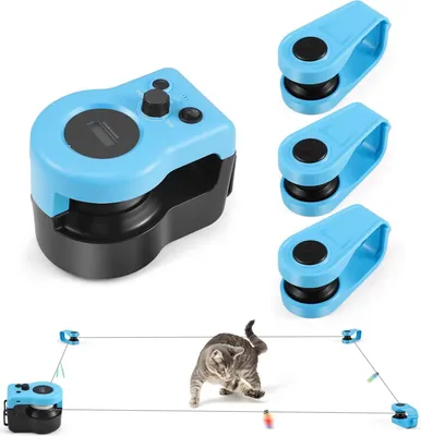 Immagine prodotto di Giocattolo per gatti: tapis roulant/ruota girevole per gatti domestici. Interattivo, elettrico, con velocità regolabile, gioco di caccia, realizzato in plastica. Colore: blu