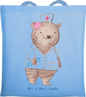 Produktbild von Mr. & Mrs. Panda Beutel Anästhesistin Herz - Sky Blue - Geschenk, vor Der OP, Studium, nach, Laptoptasche, Tasche, Krankenhaus, Schultasche, Tote Bag, Shopping