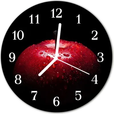 Produktbild von Glasuhr Wanduhr Küchenuhr Echt-Glas 30fi cm Apfel rot