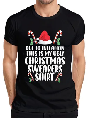 Immagine prodotto di Inflation Ugly Christmas Sweater Shirt - Maglietta da uomo Natale Xmas, Nero, M