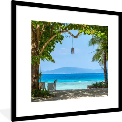 Produktbild von MuchoWow® Gerahmtes Poster Tropisch - Strand - Meer 40x40 cm - Poster mit Schwarzem Bilderrahmen Wandposter Rahmen Foto Bilder - Poster - Plakat im Rahmen