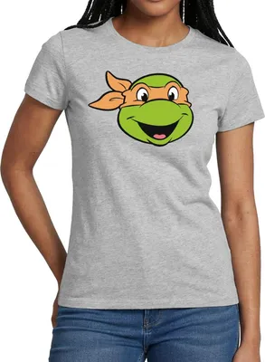 Produktbild von Spreadshirt Teenage Mutant Ninja Turtles Michelangelo Kostüm Karneval Frauen T-Shirt, S, Grau meliert