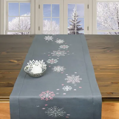 Kreuzstich-Tischläuferset Sterne & Schneeflocken, 40x140 cm