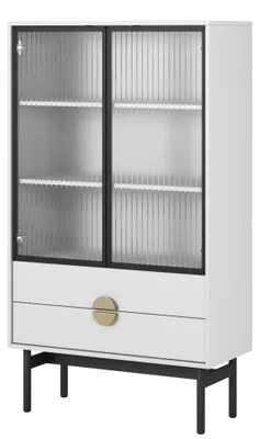 Obrázok produktu pre Selsey Stoon II – Vitrína s 2 policami a 2 zásuvkami, biela, 150 cm