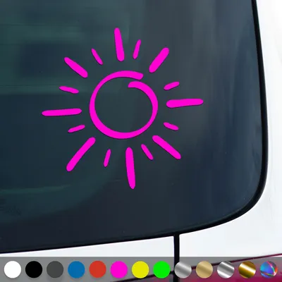 Produktbild von PantherPixel Sonne Aufkleber Sonnenschein Strand Meer Camping Sticker Auto Geschenkidee Farbe Neon-Pink