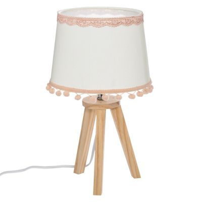 Stolní lampa POMPOM, dřevěné nohy, 32 cm