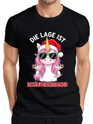 Productafbeelding van Dit is een zwart heren T-shirt in maat XL met de tekst "Kerst, eenhoorn, bier"