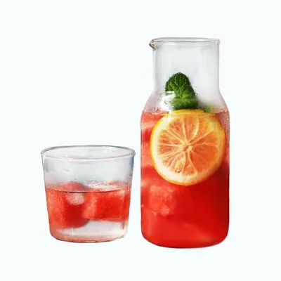 Immagine prodotto di Caraffa per acqua - Vetro - 500 ml - Con coperchio e bicchiere - Lavabile in lavastoviglie