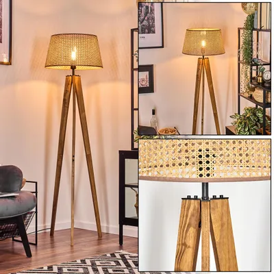 Produktbild von Casalina Stehlampe aus Holz/Metall/Wiener Geflecht/Rattan in Natur/Schwarz