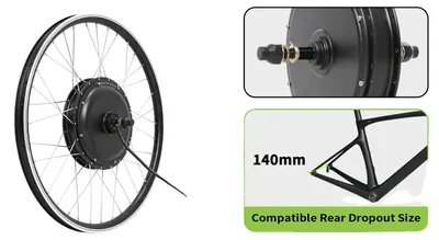 Zdjęcie produktu dla Zestaw do przeróbki roweru na rower elektryczny, silnik tylny, kompletne akcesoria montażowe, 52 V 2000 W, tylna śruba, 27,5