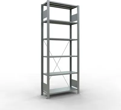 Produktbild von Schulte Büro-Fachbodenregal MULTIplus85 Stecksystem ohne Anschlagleiste | Grundregal | Fachlast 85kg | HxBxT 200x75x30cm | 6 Ebenen | Einseitig nutzbar | Verzinkt