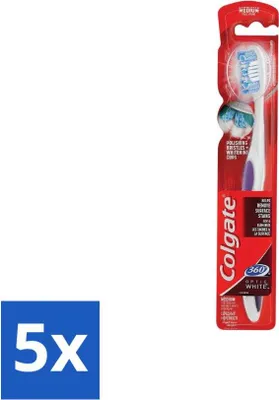 Image de Brosse à dents Colgate 360 Optic White Medium-White - Pack avantage - 5 pièces