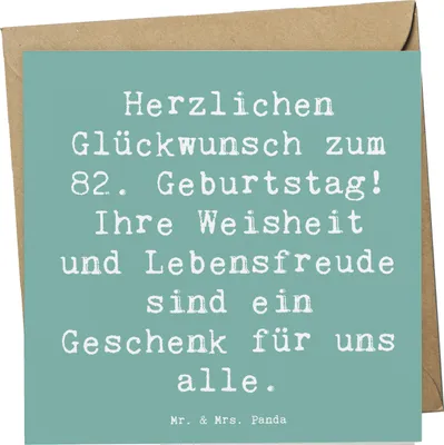 Produktbild von Mr. & Mrs. Panda Glückwunschkarte Spruch 82. Geburtstag - Meeresbrise - Geschenk, Erfahrungen, Alter, Grußkarte, Dankbarkeit, Happy Birthday, Geschenke, Klappkarte