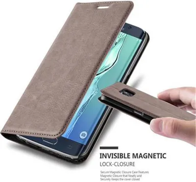 Obrázek produktu pro Cadorabo Case for Samsung Galaxy S6 EDGE Protective Case in Brown Pouzdro na mobilní telefon s magnetickým zavíráním