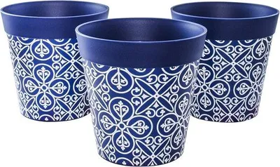 Produktbild von Famanu Blumentöpfe Set 3 Stück 15 cm Blau Muster