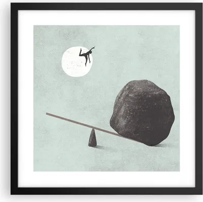 Produktbild von Gerahmtes Poster - Schwarzer Rahmen - Stein Hebel Physik - 40x40 cm - Wand Bild - Wanddeko - Wandbilder - Kunstposter - Wandposter - Bilderrahmen - Bilder - Kunstdruck - P2BAC40x40-4755