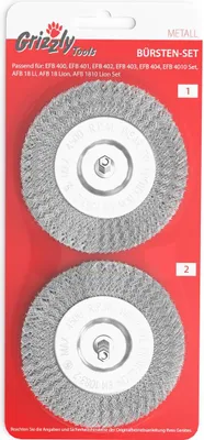 Produktbild von Fugenbürste Metallbürste | 2-teiliges Unkrautbürsten-Set für Grizzly Tools Fugenbürste EFB 400 401 402 403 404 | passend für AFB 18 Li AFB 18 Lion AFB 1810 Lion Set