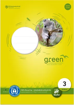 Produktbild von Staufen Arb.blätterblock A4 50 Bl 80g Lin3 Green 21 Doppellinien
