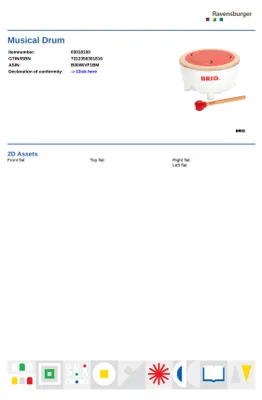 Obrázek produktu pro BRIO 7312350301816, Hudební nástroj - hračka, Buben, 1,5 rok/roky, 343 g, Vícebarevný
