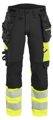 Produktbild von Blakläder Damen High Vis Arbeitshose 4-Wege-Stretch 7025, Farbe:Schwarz/High Vis Gelb, Größe:D21