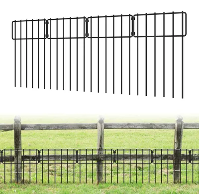 Tierbarriere 10er-Set, 43 cm hoch, 3,3 m, Metallzaun, schwarz