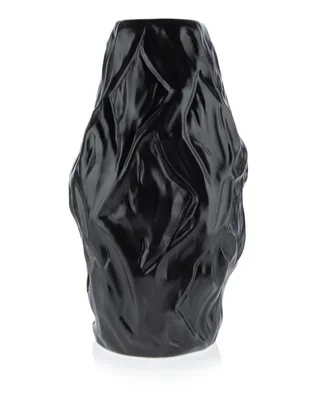 Produktbild von HowHomely Keramikvase - Abstraktes Design - Schwarz - Höhe 29,5 cm
