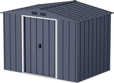 Zdjęcie produktu dla Duramax metalowa szopa ogrodowa 262x174 szopa na narzędzia Ogrodowa szopa na narzędzia z przesuwanymi drzwiami, wys. 191 x szer. 262 x gł. 174 cm, metalowa