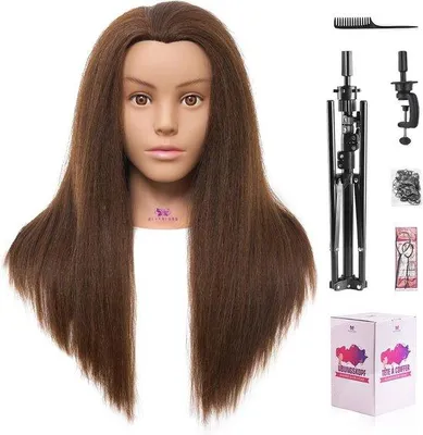 Productafbeelding van Mannequin Hoofd voor Haarstyling met Echte Haar en Verstelbare Stand