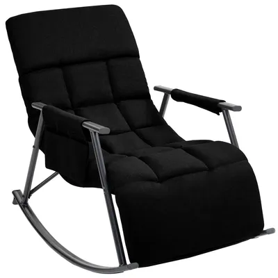 Produktbild von CLP Schaukelstuhl Elara gepolsterter Relaxsessel mit verstellbarer Rückenlehne schwarz Material Stoff