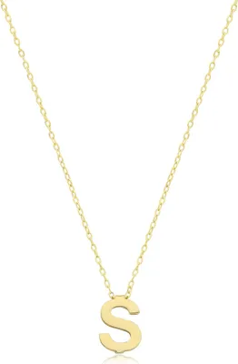 Produktbild von Stylische 9 Karat (375) Gold Buchstaben / Initiale Damen - Anhänger mit Kette - 42cm; TRS35951LTS
