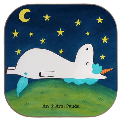 Produktbild von Mr. & Mrs. Panda weinflaschenuntersetzer Einhorn Sternenhimmel Design - Weiß - Geschenk, gläseruntersetzer, Unicorn, Sterne, Einhörner, Verrückt, Untersetzer für Gläser