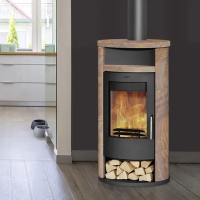 Produktbild von Fireplace Alicante, Freistehende Feuerstelle, Geschlossen, Brennholz, Pellet, Schwarz, Drinnen, Rund