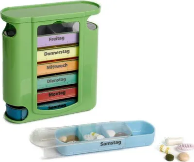 Produktbild von Pillenbox als Wochenspender für 7 Tage | Tagesboxen mit 4 Fächern