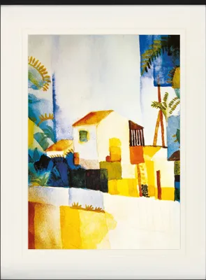 Produktbild von August Macke Gerahmtes Bild Mit Edlem Passepartout | Wand-Bilder | Im Bilderrahmen - Das Helle Haus, 1914 (80 x 60 cm)