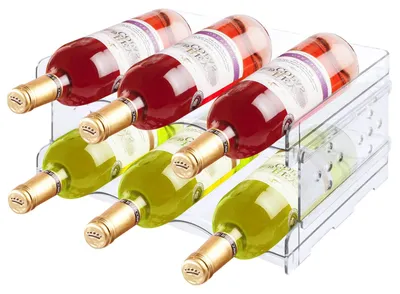Stapelbares Flaschenregal für 6 Flaschen, transparent, Kunststoff