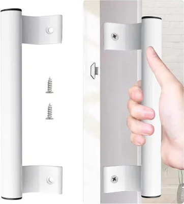 Obrázek produktu pro Hliníkové posuvné dveře – moderní terasové dveře – 67 palců – montážní otvory – bílé – s madlem – pravé/levé – kusové