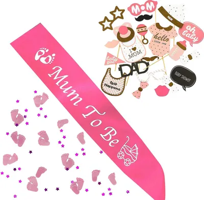Produktbild von Oblique Unique Mum To Be Baby Shower Party Deko Set Mädchen - Schärpe Konfetti Fotorequisiten