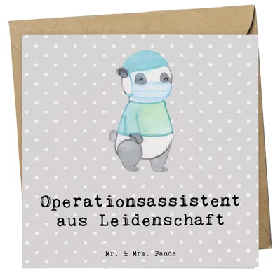 Produktbild von Mr. & Mrs. Panda Grußkarte Operationsassistent Leidenschaft - Grau Pastell - Geschenk, doppelkarte, Glückwunschkarte, Jubiläum, Ausbildung, anlasskarte, Witzig, Spruch