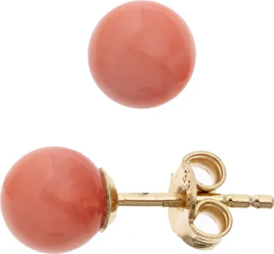 Ohrstecker-aus-333-Gelbgold-mit-Koralle-orange